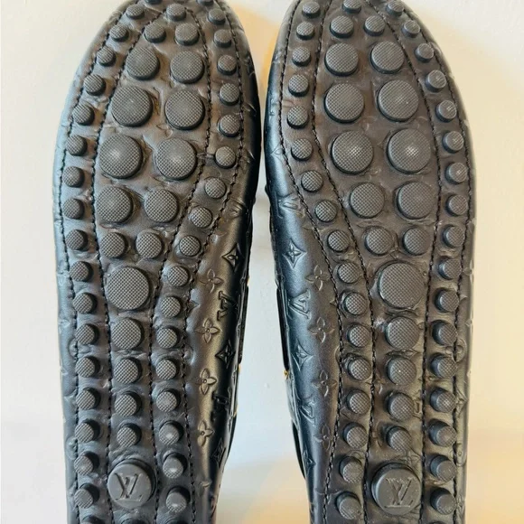NWOT Louis Vuitton Black Monogram Loafers with Gold Accents - Picture 8 of 16